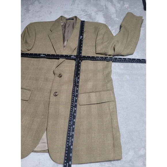 Ralph Lauren Sport Coat Mens 44 Long Beige Plaid Tweed Blazer 2 Button - Picture 9 of 14